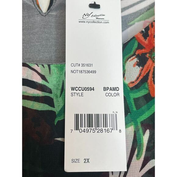 NY Collection Womens Floral Print  Sleeveless Blouse High-Low Hem Size 2X - Picture 8 of 8